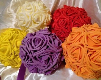 Pomander / Kissing Ball Centerpieces ~ Ribbon attached to easily hang or Flower Girl to carry ~ Multiple sizes and colors available