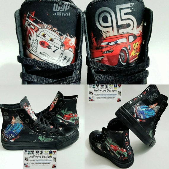 Items similar to Disney Cars Converse, Cars birthday, McQueen shoes ...