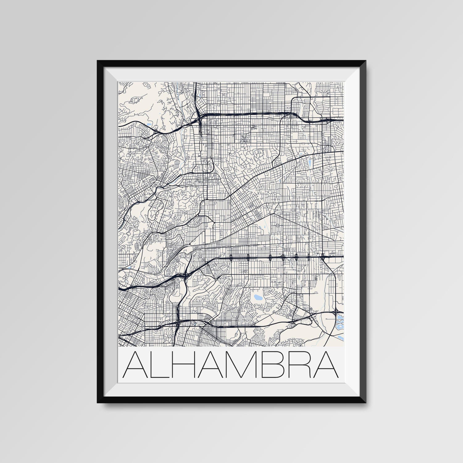 ALHAMBRA California Map Alhambra City Map Print Alhambra Map