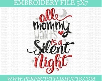 Christmas Embroidery Designs - Silent Night, 5x7 Embroidery File, Santa Embroidery, Holiday Embroidery, Machine Embroidery Designs