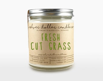 Fresh Cut Grass 8oz Scented Candle, Strong Scented Candles, Grass Candle, Summer candle, Gift for mom, Spring Candle, unique candle, gift