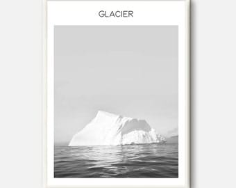 Iceberg print, Frozen Landscape, Glacier Photography, Modern Art Printable, Iceberg Home Decor, Natural Modern Art, Grey Office Poster