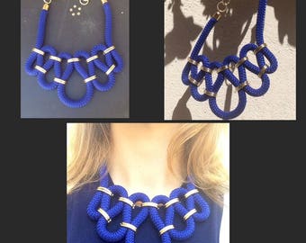 Blue climbing rope necklace