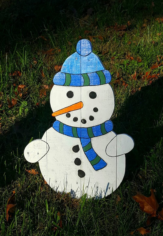 Handmade Wood Snowman Wooden Snowman Pallet Snowman