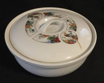 Vintage Royal Rochester Golden Pheasant Pattern Covered Baking Dish