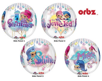 Shimmer and Shine 15 inch Orbz Balloon, great for girls, princess, magical, decoration, birthday parties