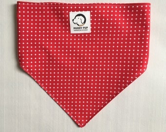 Dog scarf - Red bandana - Dog neckerchief - Polka dots - Red dog neckerchief - Spotty bandana - Red pet scarf - Dog accessories