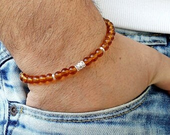Mens Bracelet Men Bracelete bracelet perle homme Beaded Men Bracelet Men Bracelet Men's Beaded Bracelet Men's Bracelets Citrine 6mm