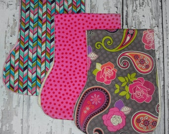SALE 20% off,Baby Burp Cloths, Set of 3 Cotton and Terry Cloth Burp cloths, Ready to ship
