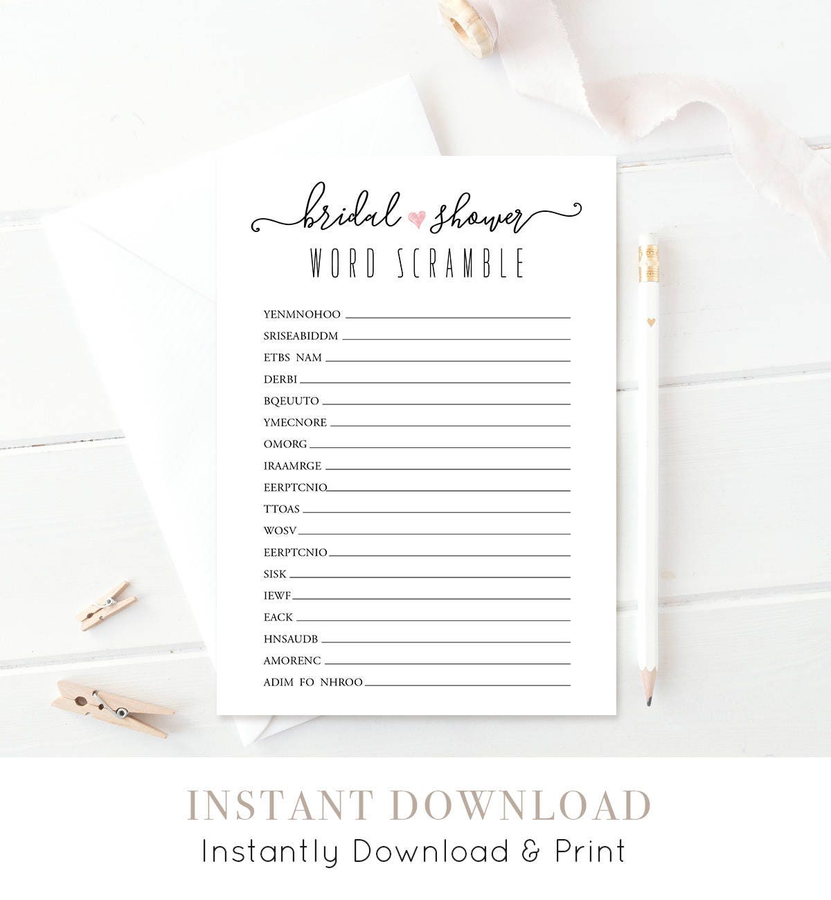bridal shower game word scramble wedding shower game printable