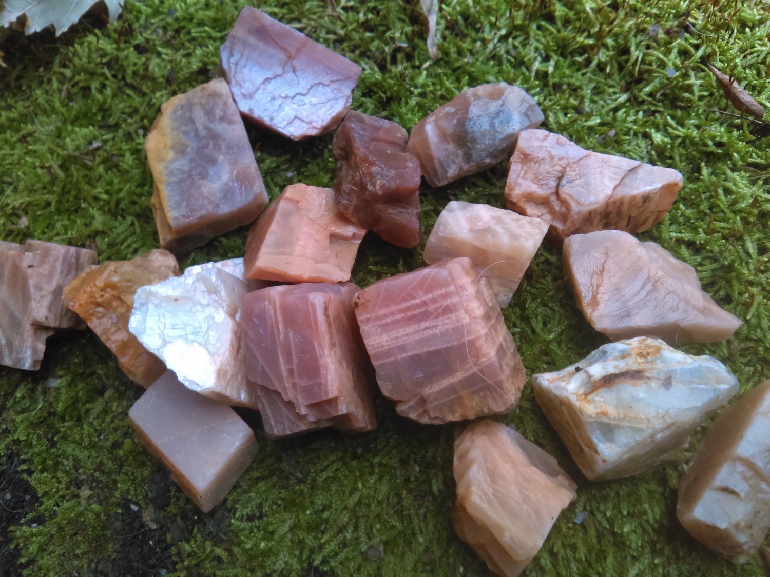 Peach moonstone rough peach moonstone raw crystals pink