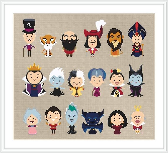 Disney Mini Villains Cross Stitch Pattern PDF Disney cross