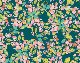 Bougainvillea Evergreen in Knit, Art Gallery Knit Fabric Half Yard