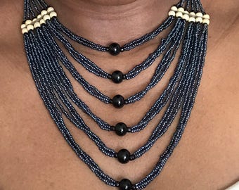 MultiStrand Statement necklace Tribal Necklace, Statement Necklace, Rope Necklace, African Jewelry, African Necklace, African Fashion