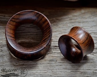 Wood Ear Tunnels Sheesham gauges ear plugs stretchers - Double flared - 1 Pair - Sizes from 6 mm (2G) To 65 mm (2.56") - Handmade