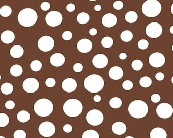 By The HALF YARD - Lolli Dot by Michael Miller, Pattern #CX3295 White Dots on Cappuccino Brown, Largest Dot is 1”