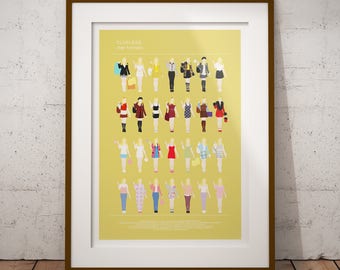 CLUELESS Movie Poster, Minimalist print, Cher Horowitz fashion looks, office art funny home decor, Minimal Style Poster fashion, Chick Flick