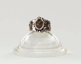 bague argent et opale mexicaine