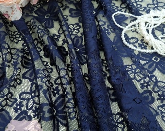 Navy Blue Lace Fabric Navy Lace For Handmade Floral Lace Wedding Navy Lace Bridesmaid Lace Navy Lace For Making Clothes Craft
