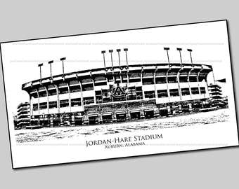 Jordan-Hare Football Stadium Print - Auburn Football Stadium Art - War Eagle - Auburn University