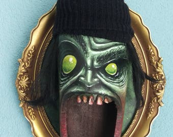Zombie Clog , wallhanger zombie art wooden shoe