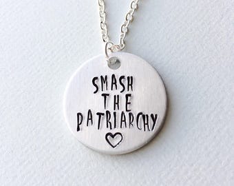 Smash the patriarchy, feminist necklace, feminist gift, girl power, feminist jewelry, feminism
