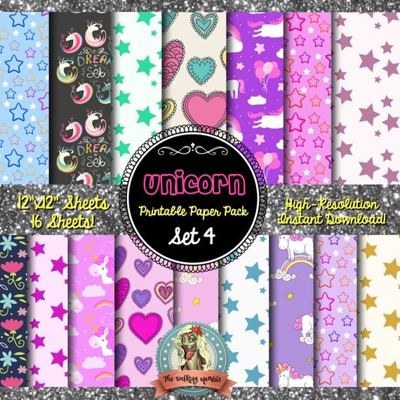 unicorn digital paper unicorn paper unicorn scrapbook paper