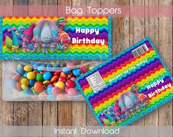 Trolls Bags Topper Trolls Party Favors Trolls Printable Bag Toppers Trolls Treat Bag Toppers Trolls Birthday Party INSTANT DOWNLOAD
