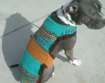 Crocheted Winter Dog Sweater. You Pick The Colors! Custom made to fit your dog! No guessing! A winter must! The Henry H. Medium & Large