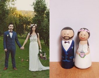 Custom Wooden Wedding Cake Topper – Bride and Groom figures