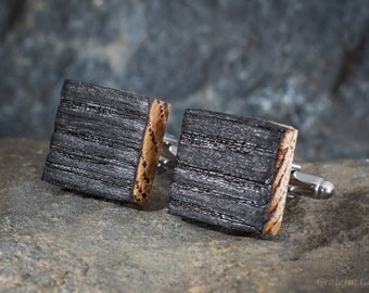 Bourbon Whiskey Barrel Wood Cufflinks - Cuff Links, Groomsmen, Best Man, 5th Wedding Anniversary Present