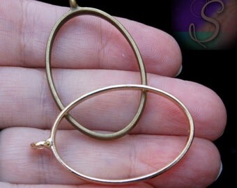 2 Open Bezels, Open Large Oval, 24mm x 39mm Gold OR Bronze Hollow Oval Charm Pendant, Resin Jewelry Making Pendant, SZS1554