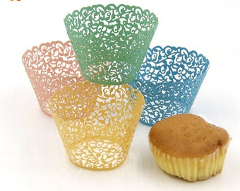 50PCS/Lot Little Vine Lace Laser Cut Cupcake Wrapper Liner Baking Cup For Home Wedding / Birthday / Christmas Party Decoration