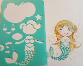 Miss Mermaid Stencil for bullet journal bujo planner bible art journaling