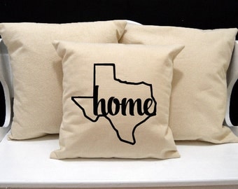 Texas Home Pillow, Texas Pillow, home pillow, pillow gift, Texas gift, Envelope Pillow Cover, state pillow, TX pillow, 20x20 16x16 pillow