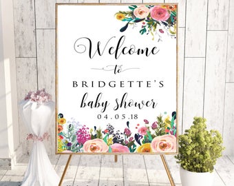 Welcome To Baby Shower, Welcome Shower Sign, Floral Baby Shower Sign, Welcome Sign, Custom Welcome Sign, Printable Welcome Sign, Boho Chic