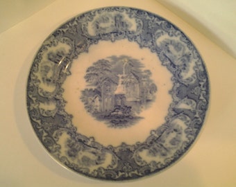 Flow blue Maaastricht Petrus Regout Abbey pattern plate