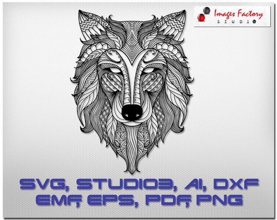 Download Zentangle Wolf mandala files - cuttable Cricut Design Space, Silhouette Digital Cut Files ...