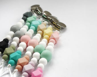 Silicone BALLOON Pacifier Baby Teether Holder Clip - Mordedor - Chupetero - Schnullerkette - Attache tétine - Portaciuccio - Dummy chain