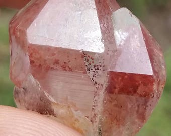 Twin Hematoid Phantom Quartz Cluster