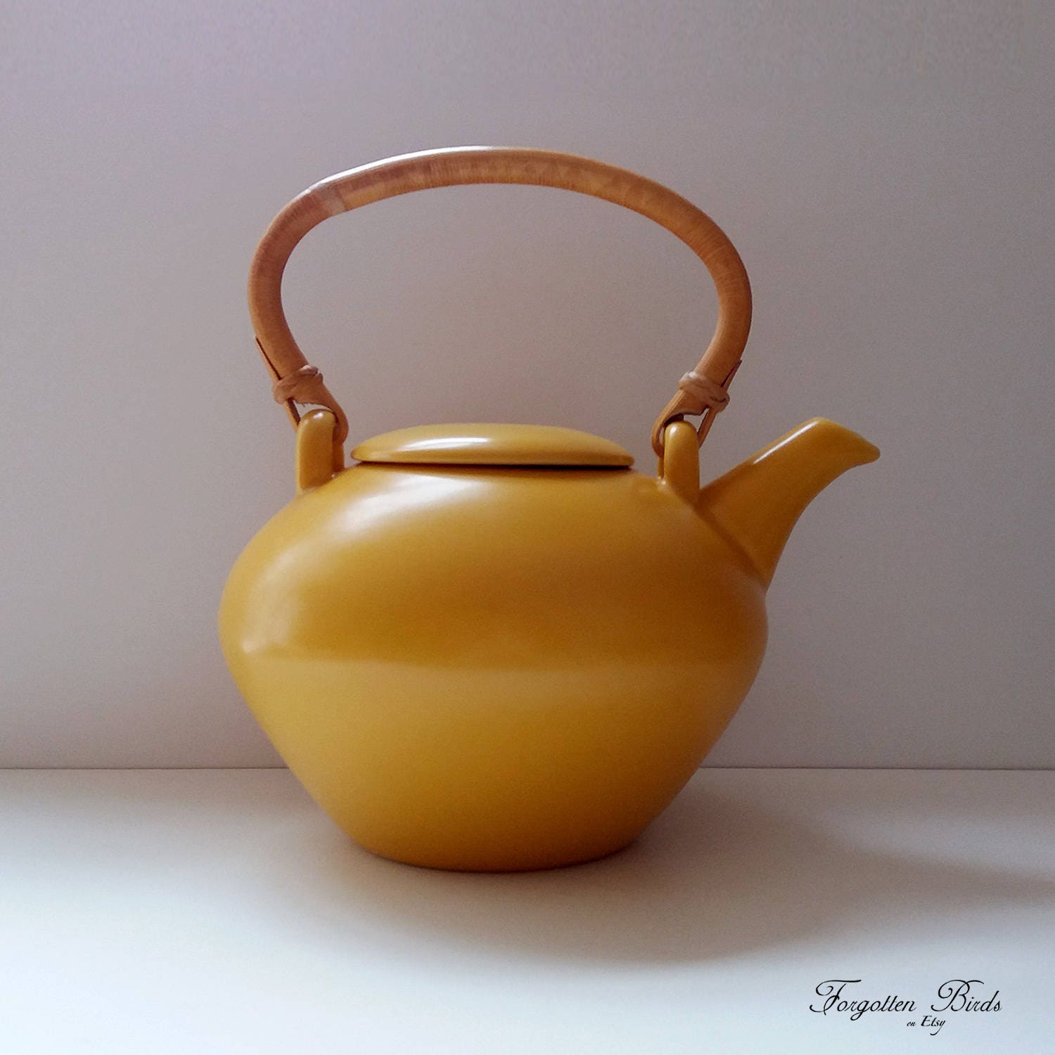 H gan s Keramik  Large Yellow Stoneware Tea Pot  Vintage