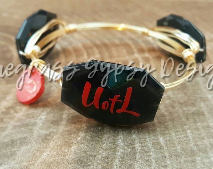 20% off University of Louisville Wire Wrapped Bangle, Bracelet, UofL bangle, Bourbon and Boweties Inspired
