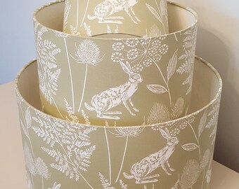 Green Hare Drum Lampshade - handmade lamp shades in 3 sizes!