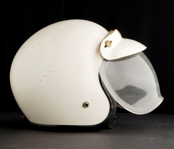 Vintage Motorcycle Helmet 70s ASE Helmet Bubble Shield