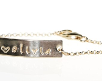 Baby Bracelet Personalized, Gold Baby Bracelet, Gold Bar Baby Bracelet, Personalized Gift