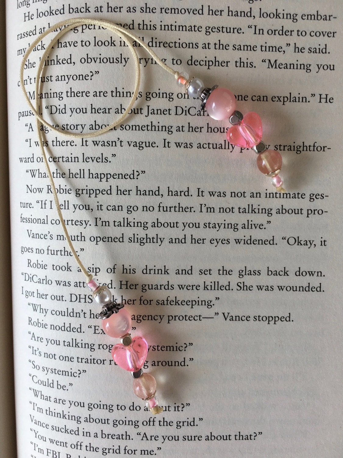 String Bookmark w/pink heart