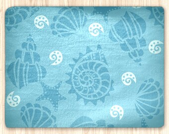 Teal Sea Shells Rug, Personalized Sea Shells Rug, Nautical Rug, Custom Rug, Fuzzy, Nautical Mat, Sea Shells Rug, Nursery Rug, Monogram Rug