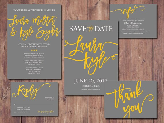 Printable Wedding Invite Suite Rustic Wedding Invitation Kit