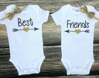 Best friends bodysuit, twin onesie, take home outfit, baby shower gift, cousin bodysuit set, BFF bodysuit, gift for twins