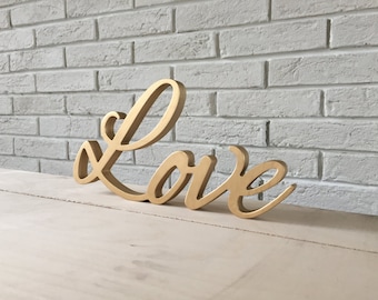 Script letters table sign LOVE for wedding table - gold Love, Love letters, glitter, wooden letters Love wall sign, table sign, wedding sign